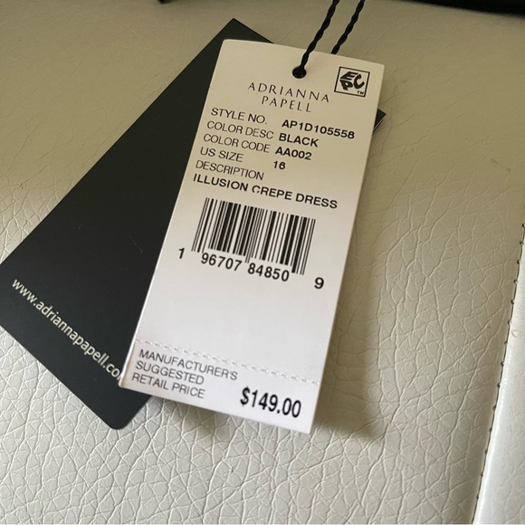 Adrianna Pappell women’s Illusion crepe Sheath Dress NWT size 16 black - Picture 9 of 14